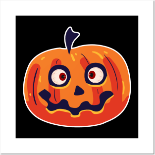 Spooky Halloween Pumpkin Face Posters and Art